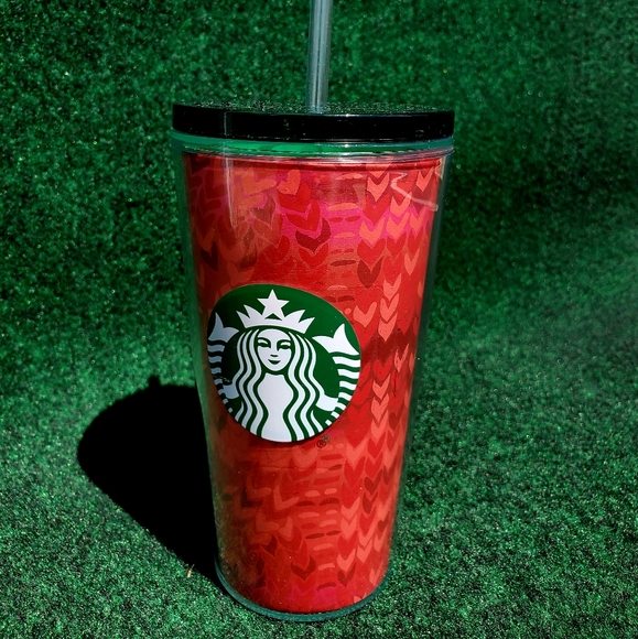Starbucks 2022 Red Tumbler Cold Beverage Cup 16 oz Green Lid W/Straw - Picture 4 of 8